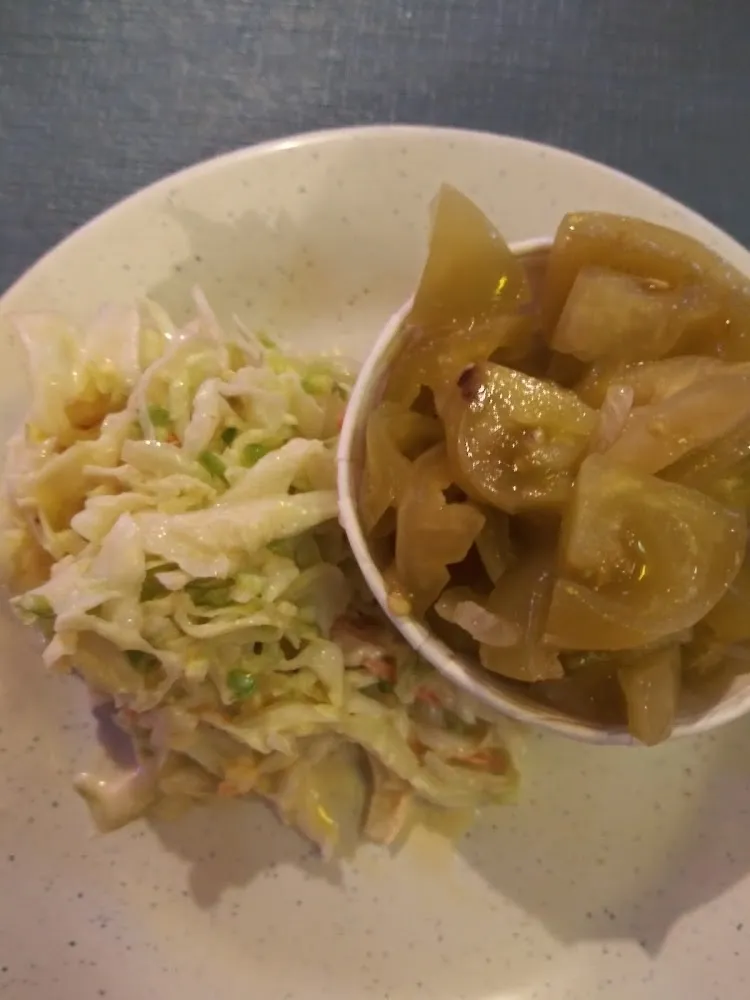 Cole Slaw and Pickled Tomatoes